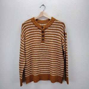 American Eagle Chenille jegging fit striped henley sweater long sleeve cozy